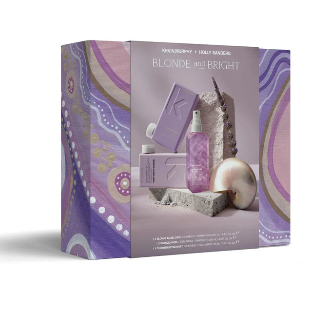 Kevin Murphy x Holly Sanders Blonde and Bright hair care set packaging on a white background