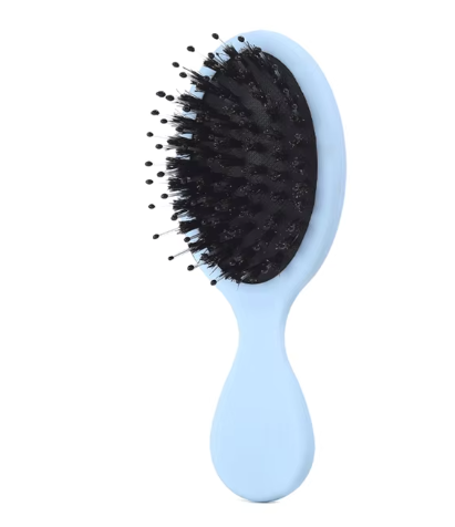 Travel Size Boar Bristle Hair Brush blue