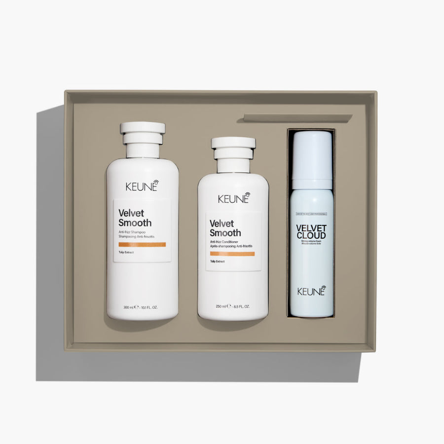 Keune hair care product set in a box on a white background